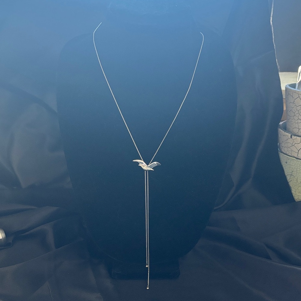 Silver Bird Lariat Necklace - Elegant Women’s Jewelry